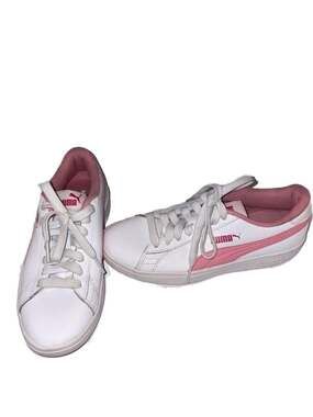 Puma Smash V2 L Jr White and Pink Sneakers